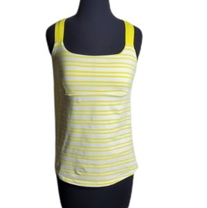 Lululemon yellow white stripe steappy back scoop neck tank top size small